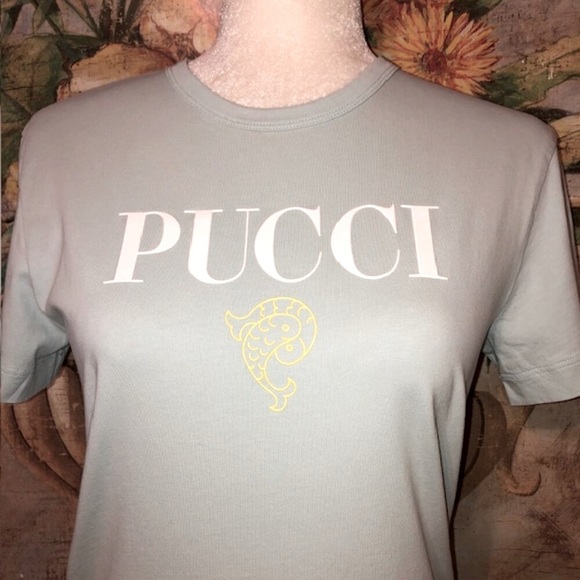 Sz XS Pucci Pisces Fish Logo Print Cotton T-Shirt - Picture 3 of 14